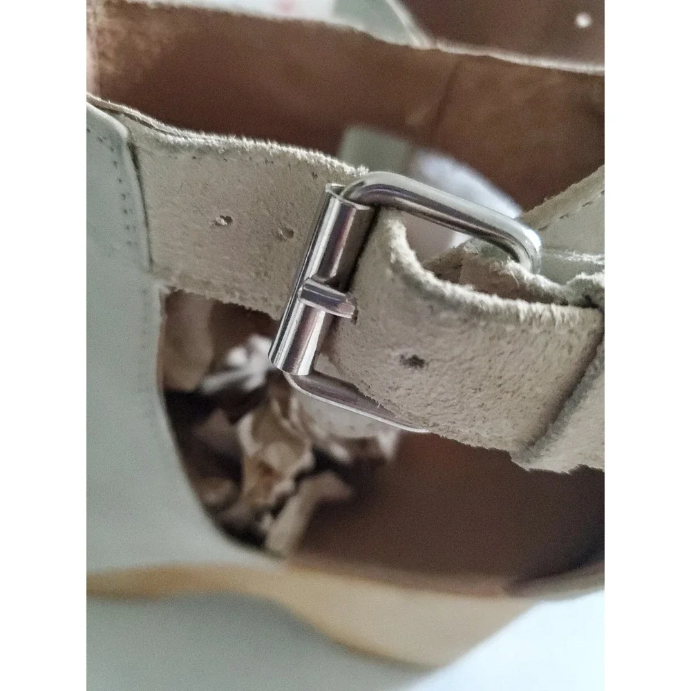 Free People Amber Orchard Clogs Boots‎ White Leather Wood Platform Heel Size 40
